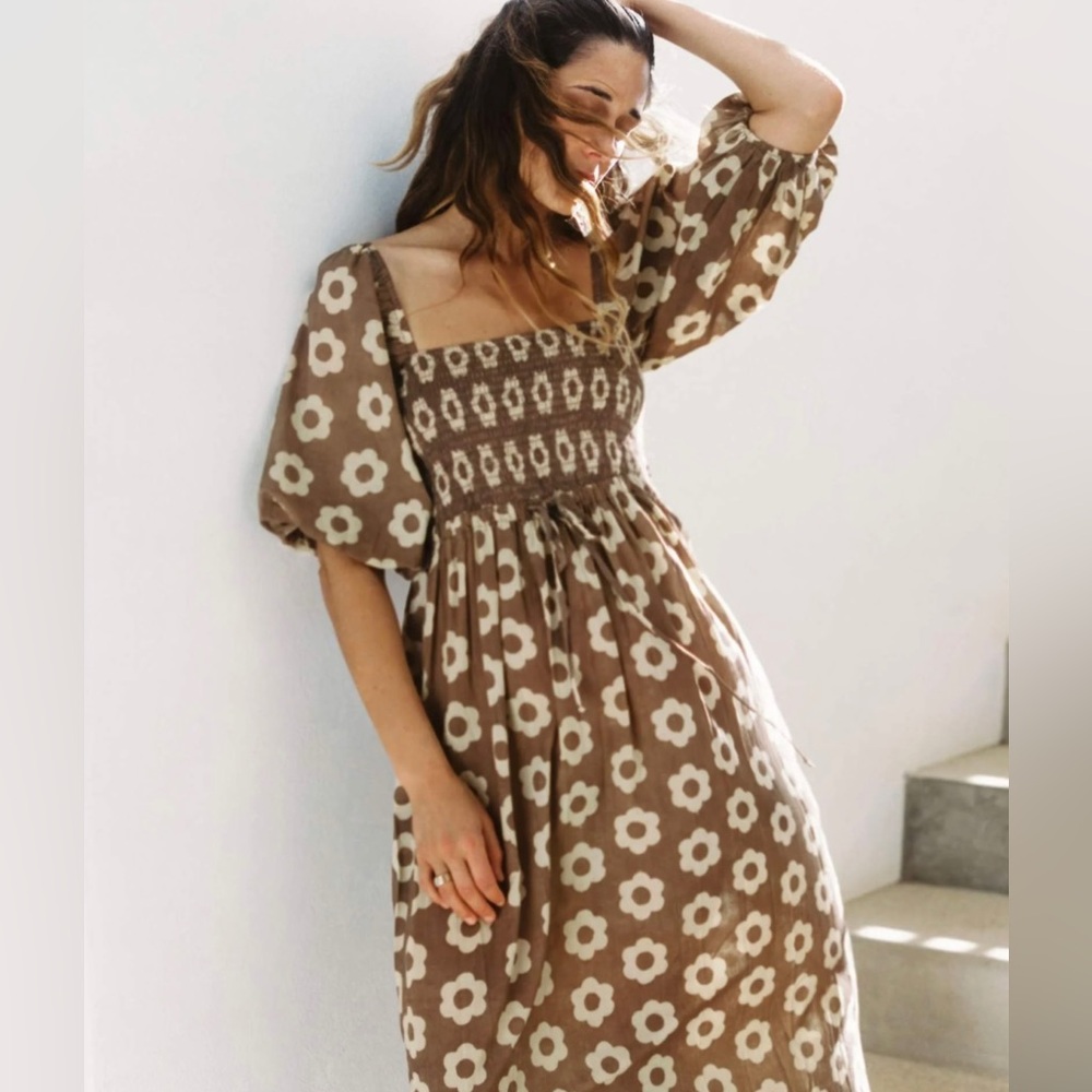 **FOUND*** Katrina Dress in Mocha Daisy